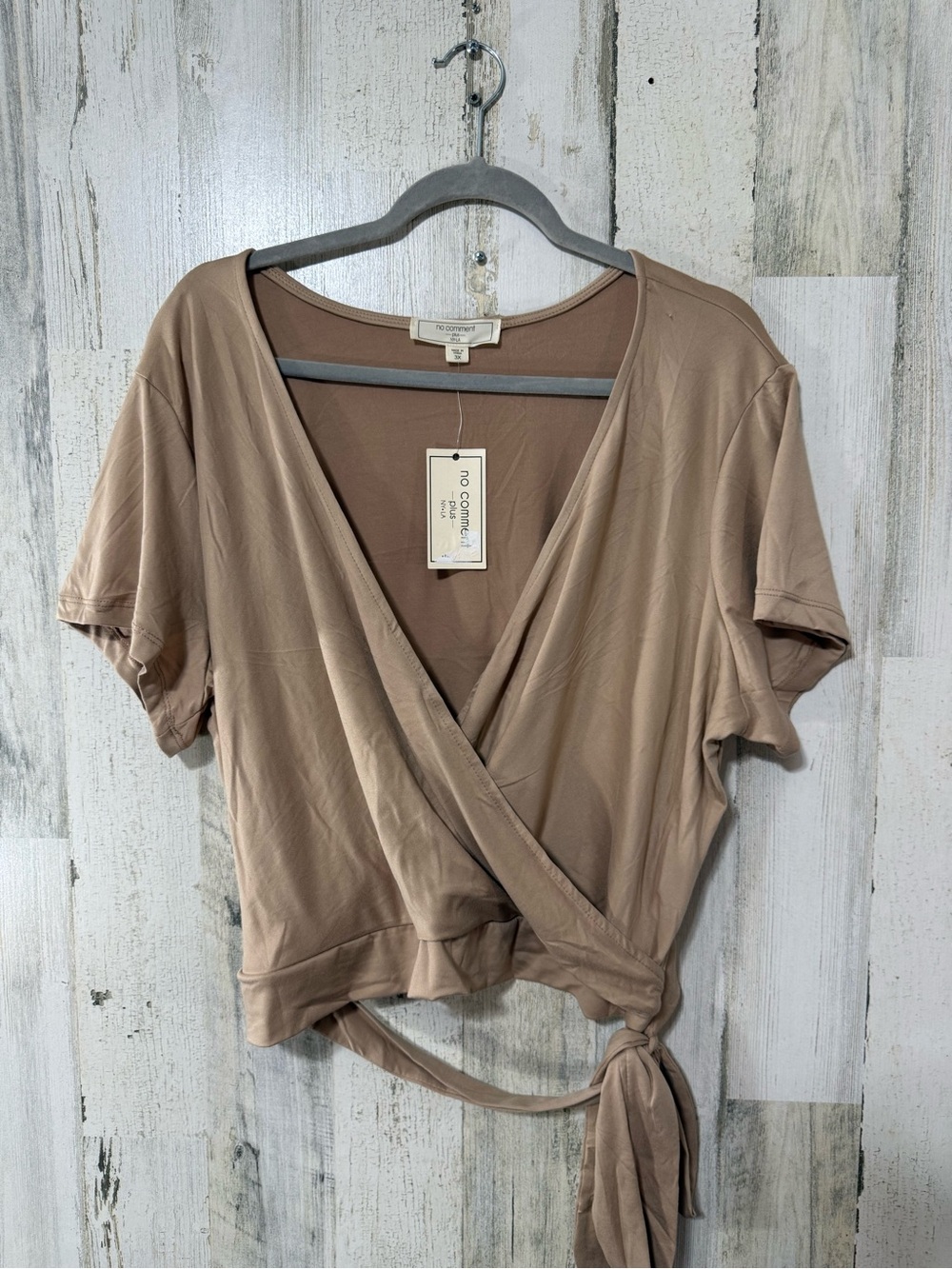 No Comment Nude Plus Wrap Tie Crop Top NWT